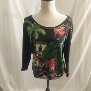 Chicos woman's pullover scoop neck sweater sequins